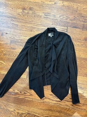 KUT from the Kloth- Black Faux Suede Drape Neck Jacket- Size Medium